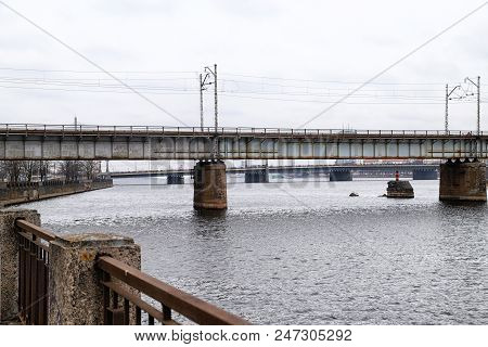 View To The Bridge At The Cloudy Day In Early Spring