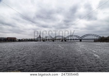 View To The Bridge At The Cloudy Day In Early Spring