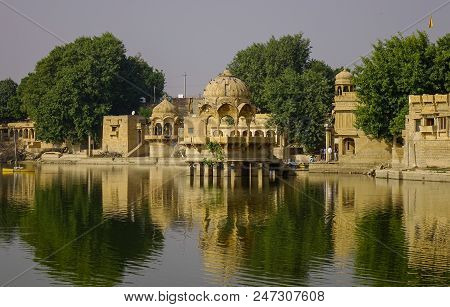 View Of Lake Gadisar In Jaisalmer, India