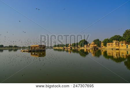 View Of Lake Gadisar In Jaisalmer, India