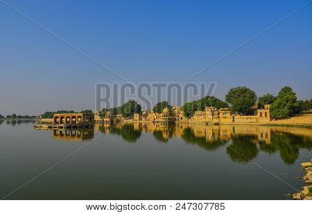 View Of Lake Gadisar In Jaisalmer, India