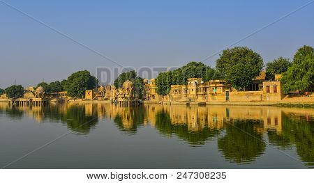 View Of Lake Gadisar In Jaisalmer, India