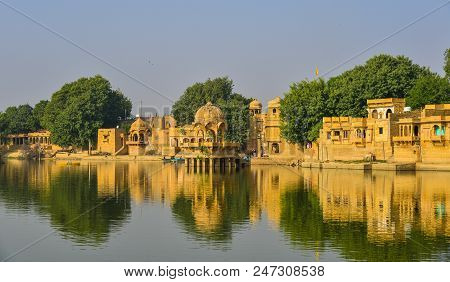 View Of Lake Gadisar In Jaisalmer, India
