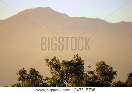San Gabriel Mountains Including Cucamonga Peak Beyond Taken From Ontario, Ca During Sunset