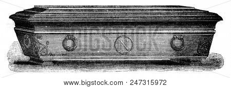 The coffin, vintage engraved illustration. Magasin Pittoresque 1841.