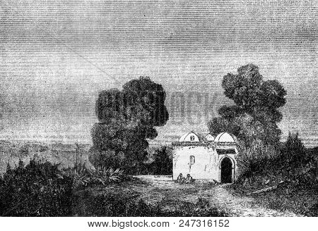 A Marabout, Algeria, vintage engraved illustration. Magasin Pittoresque 1841.