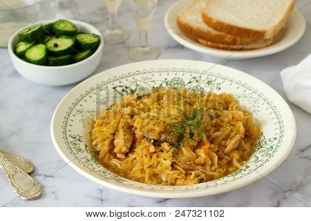 A Traditional Dish Of Some European Countries Is Bigos Made From Cabbage, Other Vegetables And Meat.