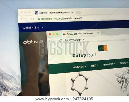 Amsterdam, The Netherlands - June 29, 2018: Official Websites Of Bio Pharmaceutical Companies Galapa