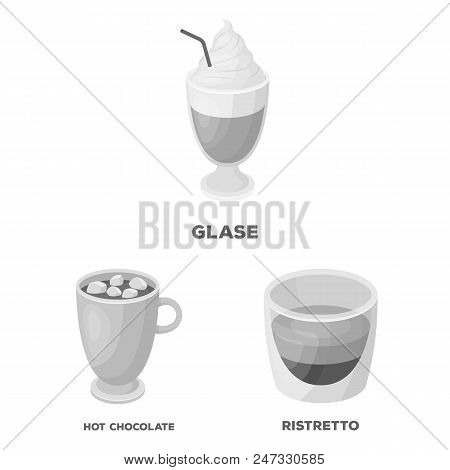 Different Kinds Of Coffee Monochrome Icons In Set Collection For Design. Coffee Drink Vector Symbol 