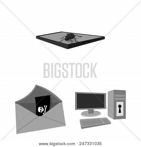 Hacker And Hacking Monochrome Icons In Set Collection For Design. Hacker And Equipment Vector Symbol