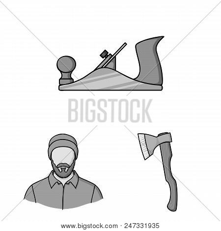 Sawmill And Timber Monochrome Icons In Set Collection For Design. Hardware And Tools Vector Symbol S
