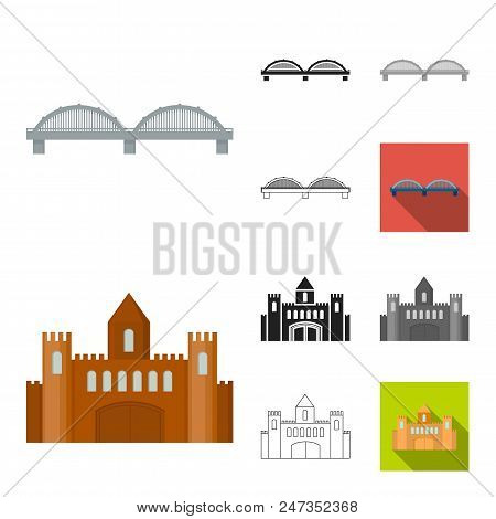 Building And Architecture Cartoon, Black, Flat, Monochrome, Outline Icons In Set Collection For Desi