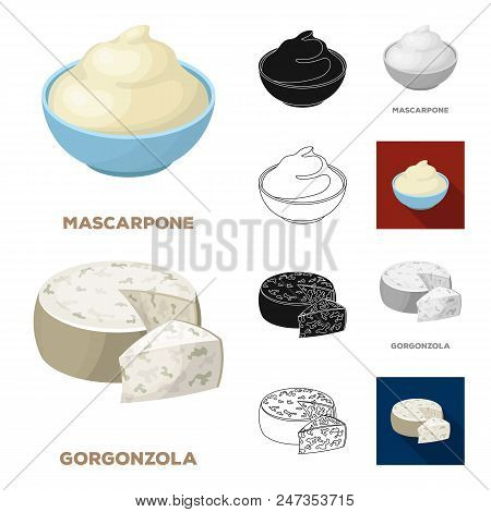Different Kind Of Cheese Cartoon, Black, Flat, Monochrome, Outline Icons In Set Collection For Desig