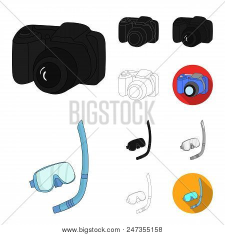 Family Holiday Cartoon, Black, Flat, Monochrome, Outline Icons In Set Collection For Design. Recreat