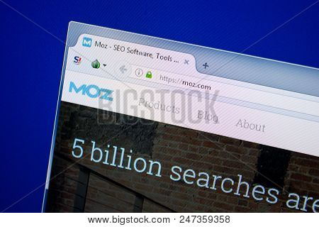Ryazan, Russia - June 26, 2018: Homepage Of Moz Website On The Display Of Pc. Url - Moz.com