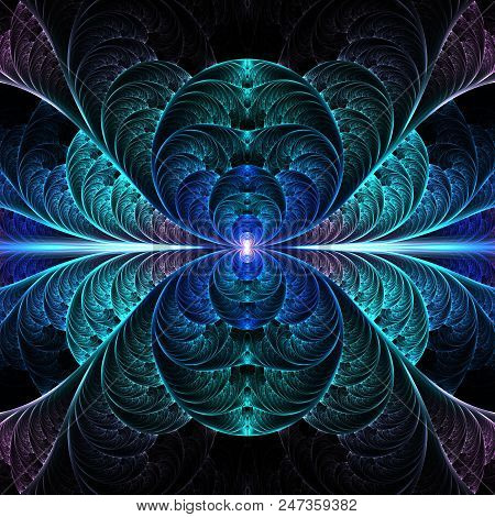 Fractal Pinnate Pattern  -  Blue Fractal Art