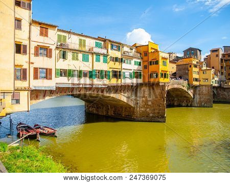 Ponte Vecchio Over Arno River In Florence, Italy.