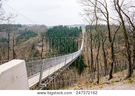 The Geierlay Is A Suspension Bridge In The Low Mountain Range Of The Hunsrück In Central Germany