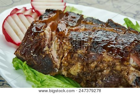 Jamaican Jerk Spare Ribs , Caribbean Barbecue , Mouthwatering Sweet And Spicy Paste Made Namely Of T