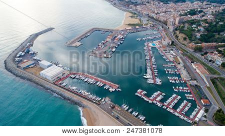 Aerial Photography Of Arenys De Mar Marina In Spain