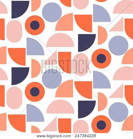 Red And Blue Bols Color Blocks Seamless Vector Pattern. Geometric Colorful Background.
