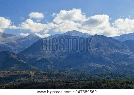 Sun Valley Of Greece. Beautiful Lassithi Plateau On The Island Of Crete, Greece.