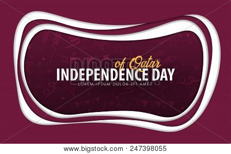 Quatar. Independence Day Greeting Card. Paper Cut Style