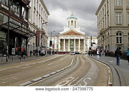 St Jacques Church And Coudenberg Street, Brussels, Belgium