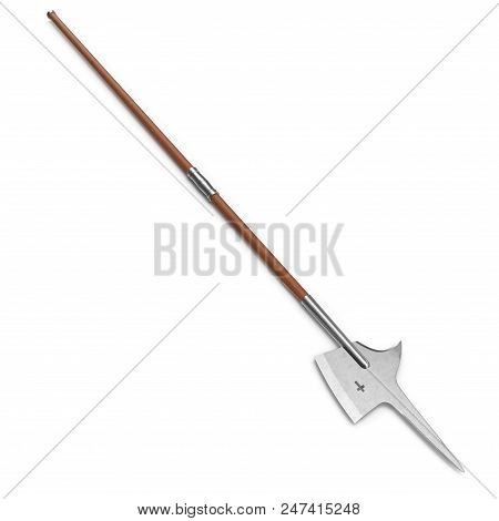 Halberd Pole Weapon On White Background. 3d Illustration