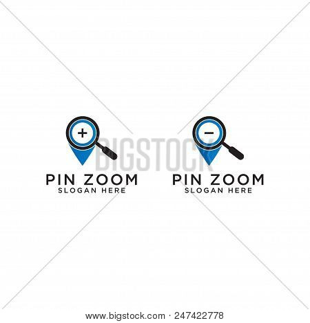 Illustration Of Pin Map With Magnifier Logo Design Template Vector