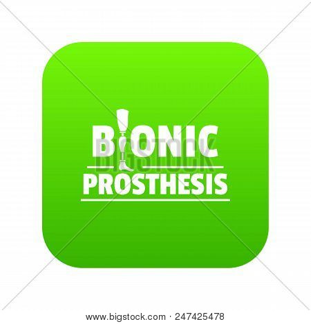 Bionic Prosthesis Icon Green Vector Isolated On White Background