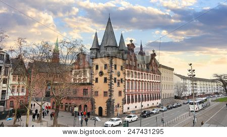 Frankfurt, Germany - March 17 , 2018 -Frankfurt am Main , Germany Historic Roamer area in Frankfurt