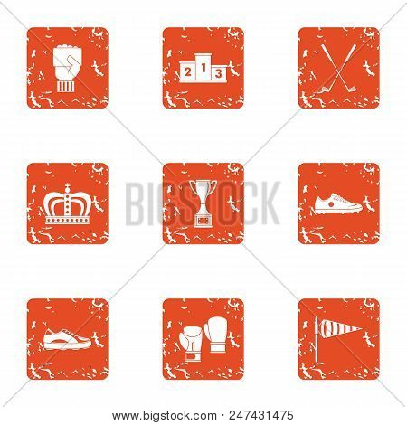 Ascent Icons Set. Grunge Set Of 9 Ascent Vector Icons For Web Isolated On White Background