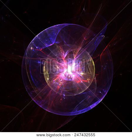 Fractal  Transparent Shining  Sphere Background - Ball Lightning, Fireball - Fractal Art