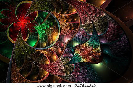 Abstract Fractal Pinnate  Background - Fractal Art