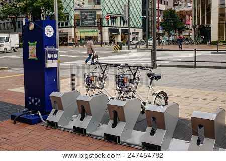 Taipei Taiwan - Jan 8 2016. Row Of Ubike. Ubike Is A Popular Network Of Rental Bicycle In Taipei Tai