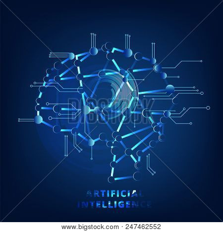 Artificial Intelligence Banner With Decoration. Ai Lconcept. Vector Illustration.
