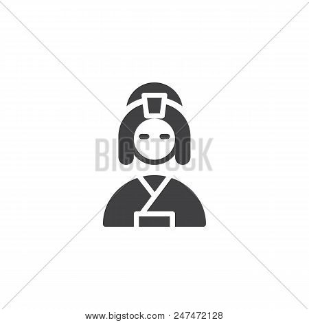 Geisha Girl Vector Icon. Filled Flat Sign For Mobile Concept And Web Design. Beautiful Japanese Geis