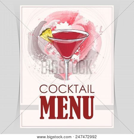 Vector Flyer, Cover Menu With A French Martini Cocktail Image