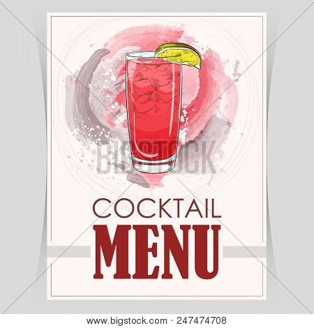 Vector Flyer, Cover Menu With A Sea-breeze Cocktail Image