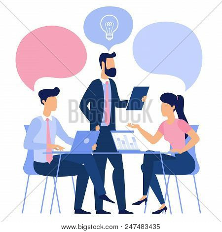 Flat Design Business Traning Coaching And Education Communicating Ready To Animation Characters To C