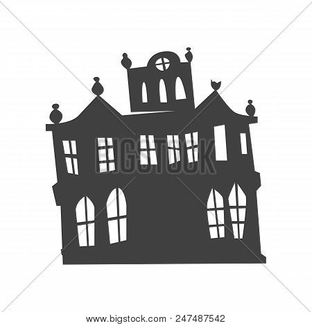 Old Terrible Mansion On A White Background.