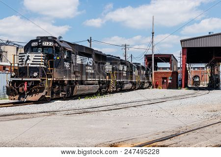 Ft. Wayne - Circa June 2018: Norfolk Southern Railway Engine Train. Ns Is A Class I Railroad In The 