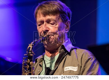 Cracow, Poland - June 29, 2018: Zbigniew Namyslowski Quintet  Live On Stage Of Manggha Museum Of Jap