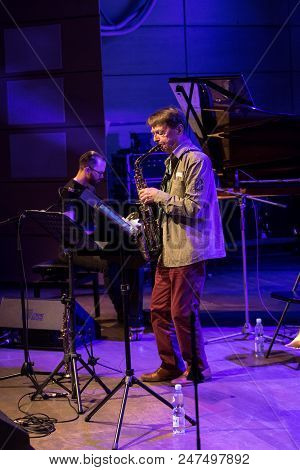 Cracow, Poland - June 29, 2018: Zbigniew Namyslowski Quintet  Live On Stage Of Manggha Museum Of Jap