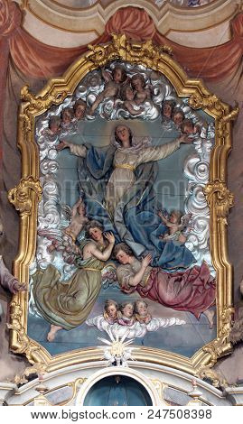 MARIJA NA MURI, CROATIA - AUGUST 08: Assumption of the Virgin Mary, main altar in the parish church of Assumption in Marija na Muri, Croatia on August 08, 2017.