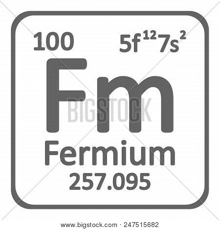Periodic Table Element Fermium Icon On White Background. Vector Illustration.
