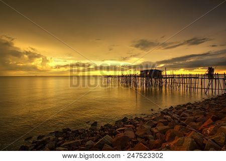Majestic Burning Sunset Over The 