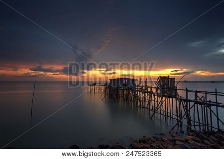 Majestic Burning Sunset Over The 
