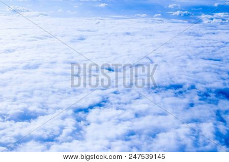 Amazing Clouds From Airplane On Blue Sky. Concept Of Background Photo Of Skycape.